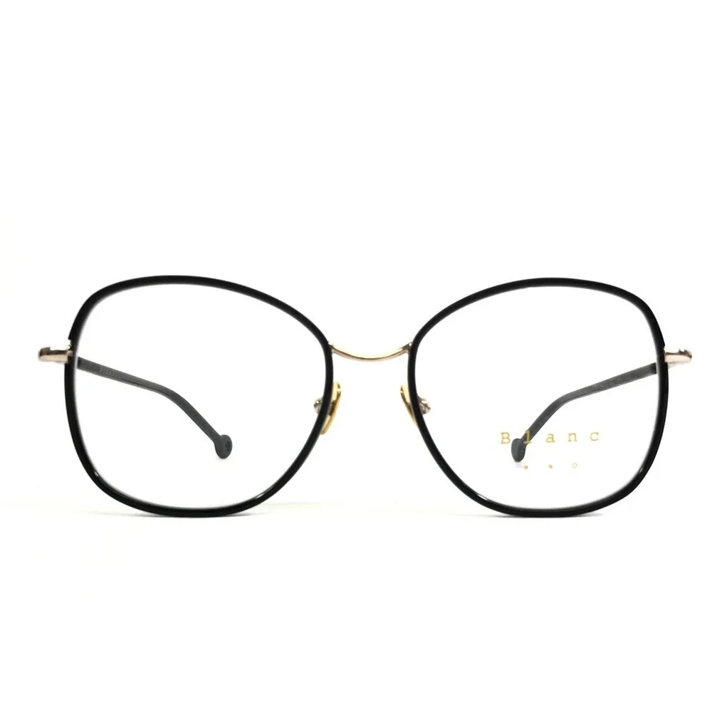Nathalie Blanc Eyeglasses Frames ANNA 210 Black Gold Cat Eye Wire Rim 50-17-140